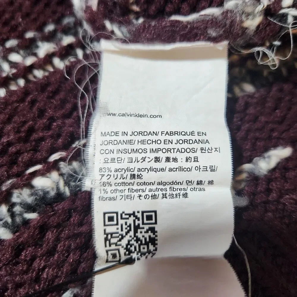 Calvin Klein Sweater Women S Acrylic Marled Burgundy Knit Pullover